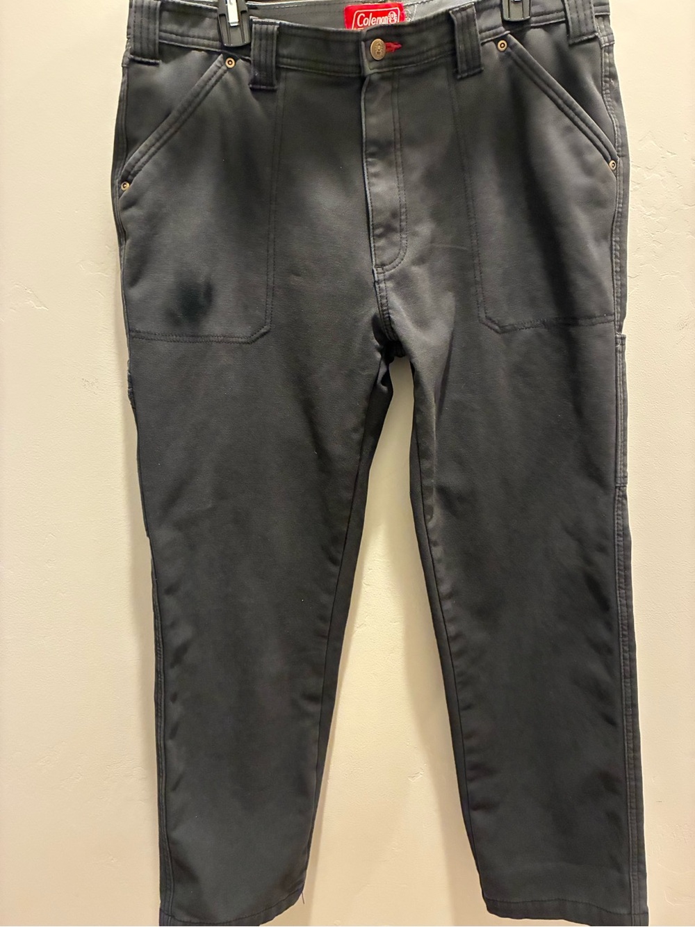 Coleman Men's fleece lined Dark Gray Work Jeans size 36/32